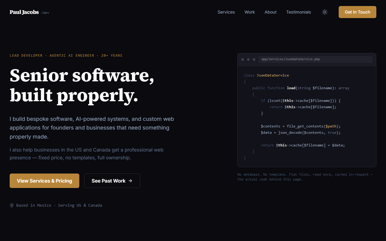 pauljacobs.dev homepage